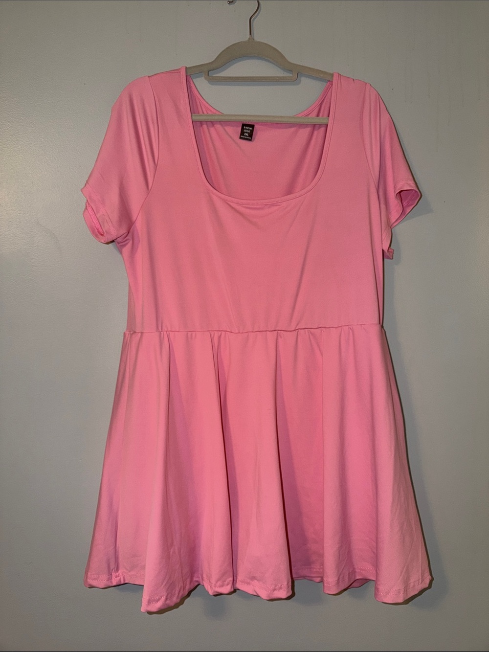 Cute Pink Scoop Neck Peplum Dress romper